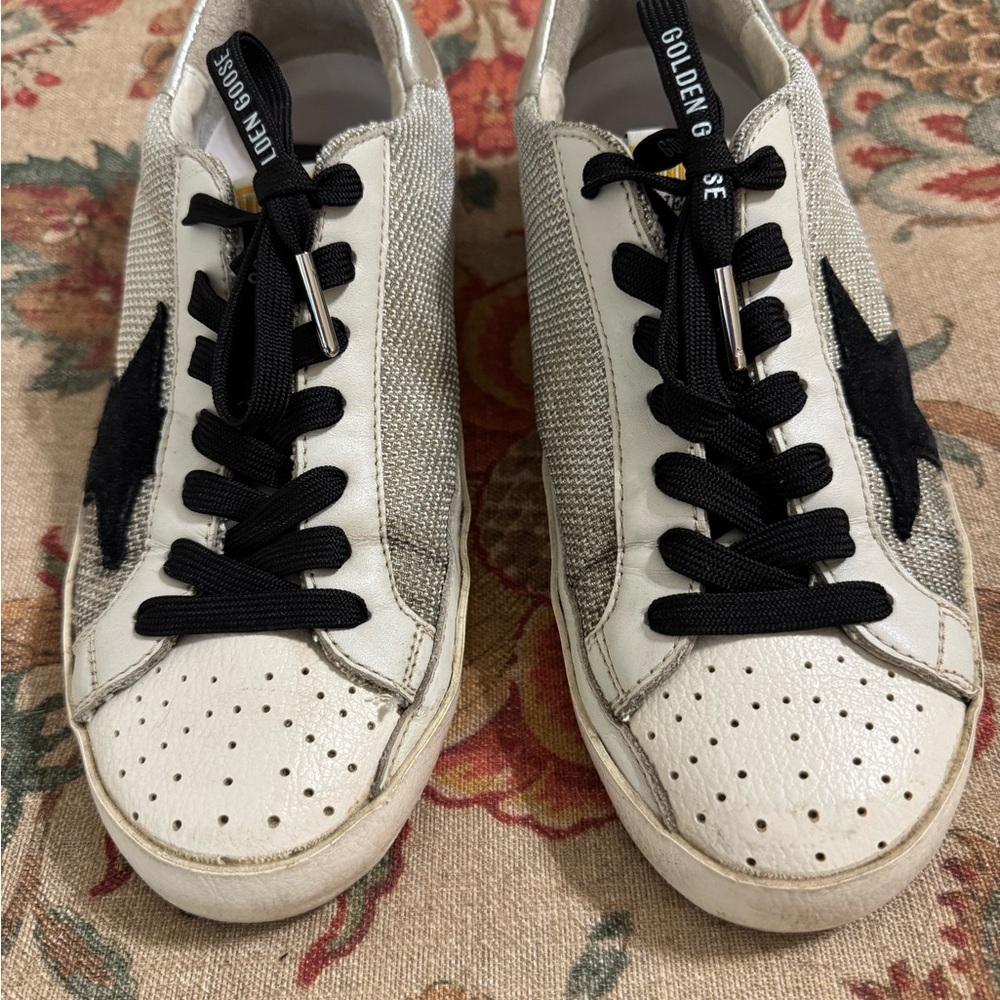 Golden Goose White and Black Sneakers